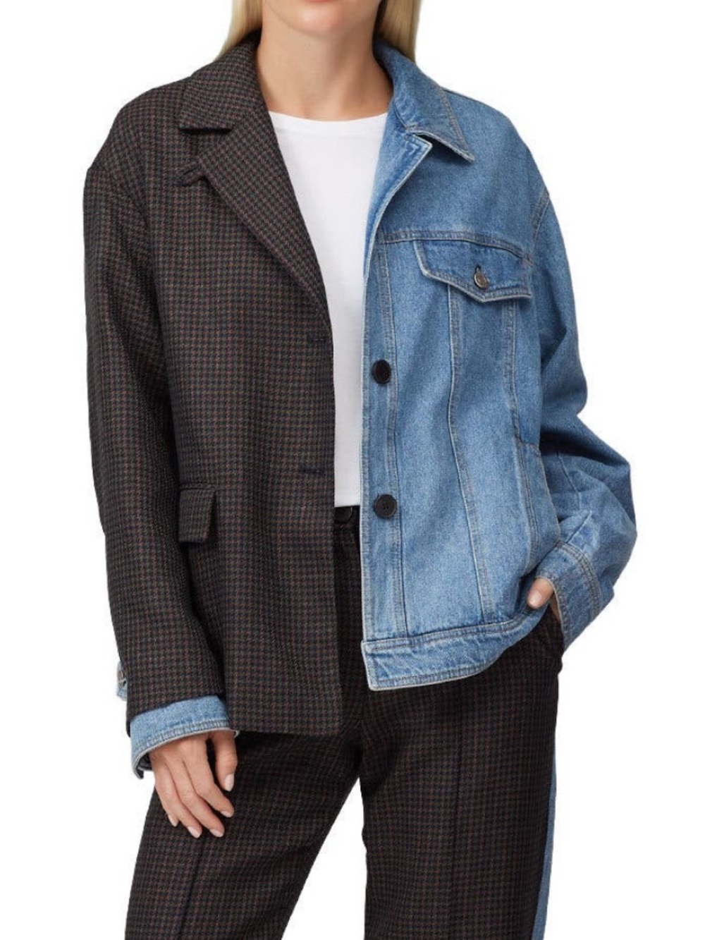 SJYP Half Denim Mixed Jacket